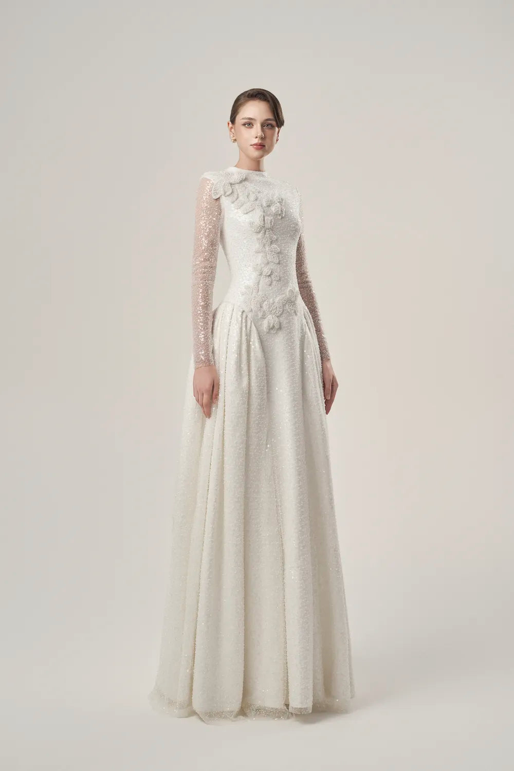 Sequin Long Sleeve A-Line Dress