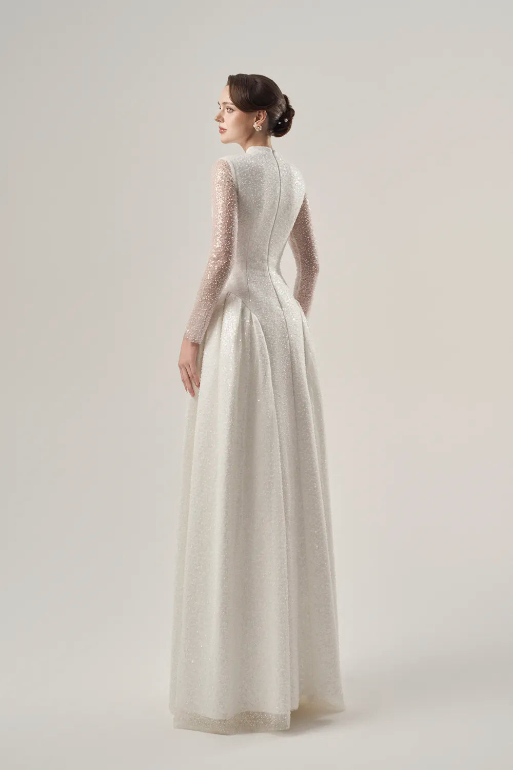 Sequin Long Sleeve A-Line Dress