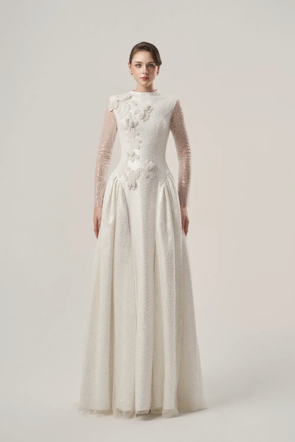 Sequin Long Sleeve A-Line Dress