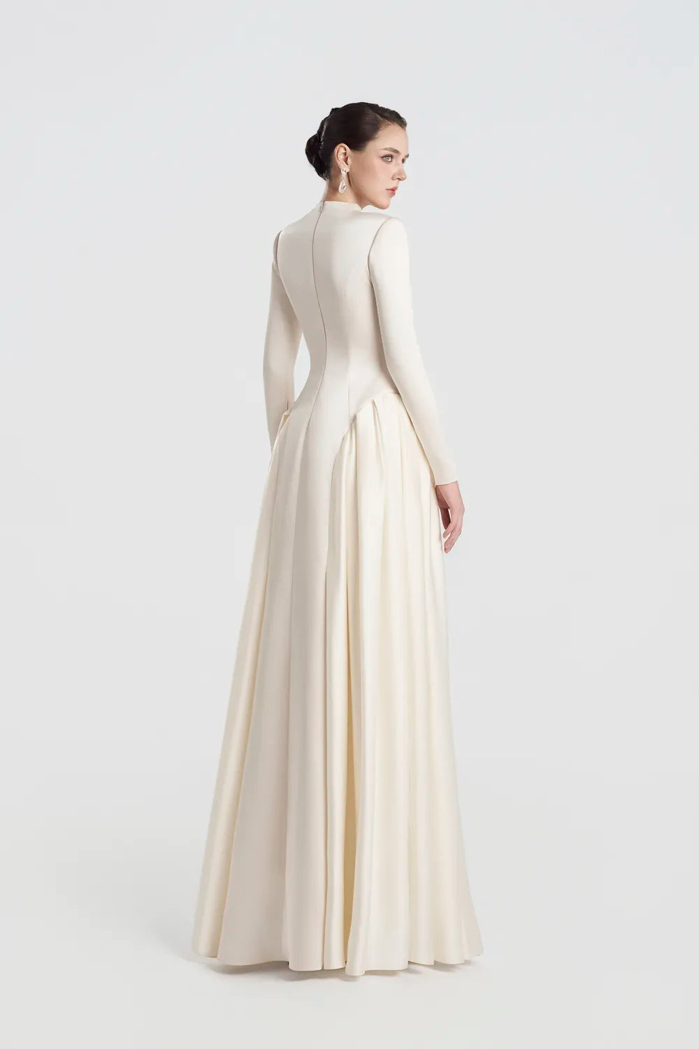 Symmetric Sparkle Floral Embellished Long Sleeve Dress