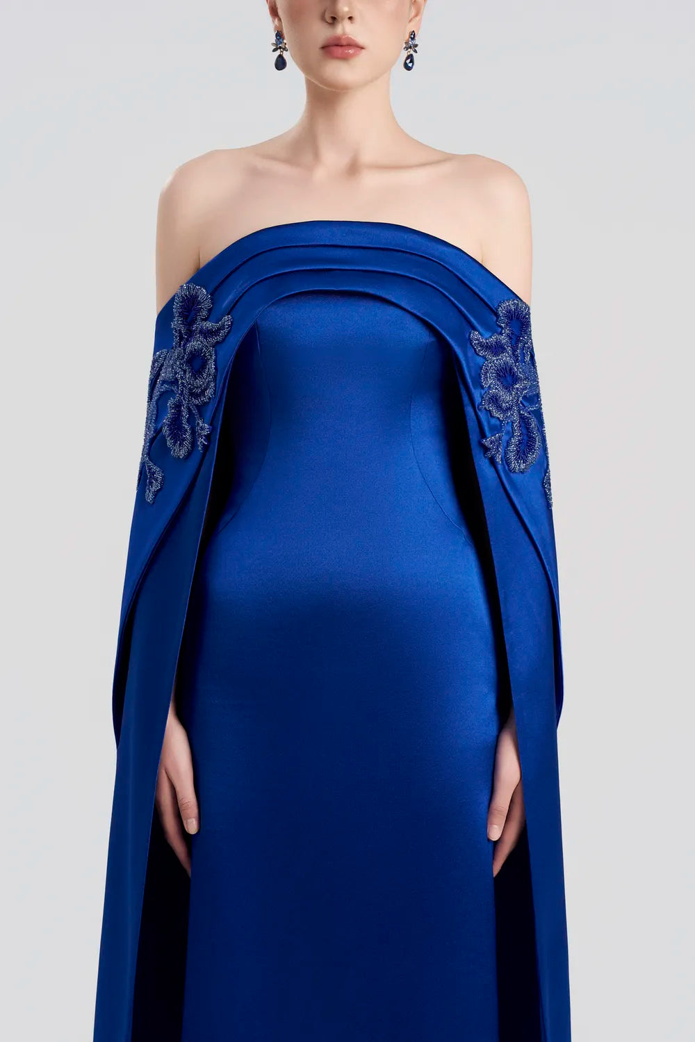 Off Shoulder Curved Chest Line A-Line Dress