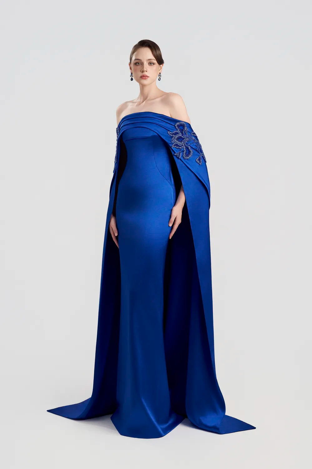 Off Shoulder Curved Chest Line A-Line Dress
