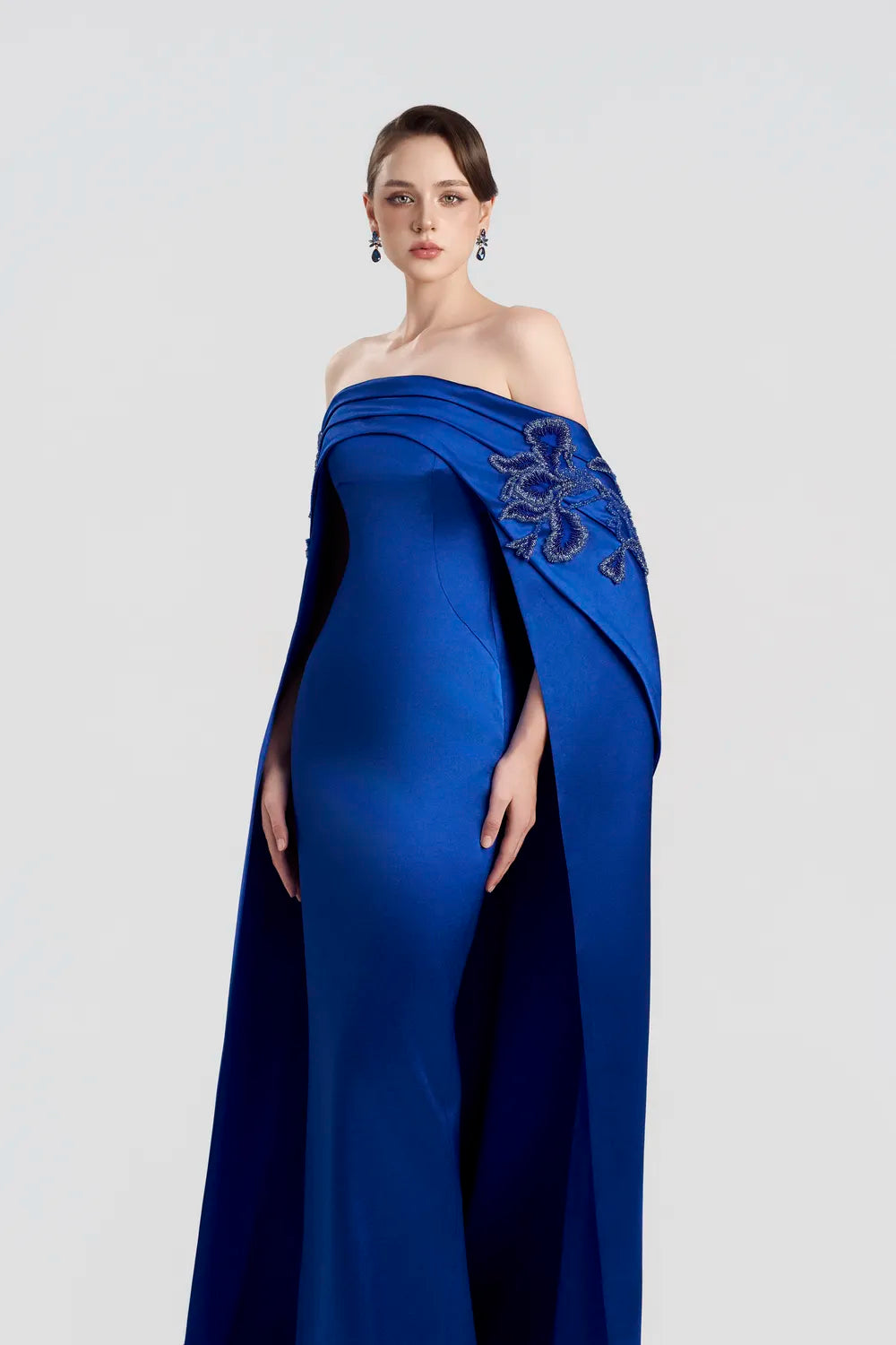 Off Shoulder Curved Chest Line A-Line Dress