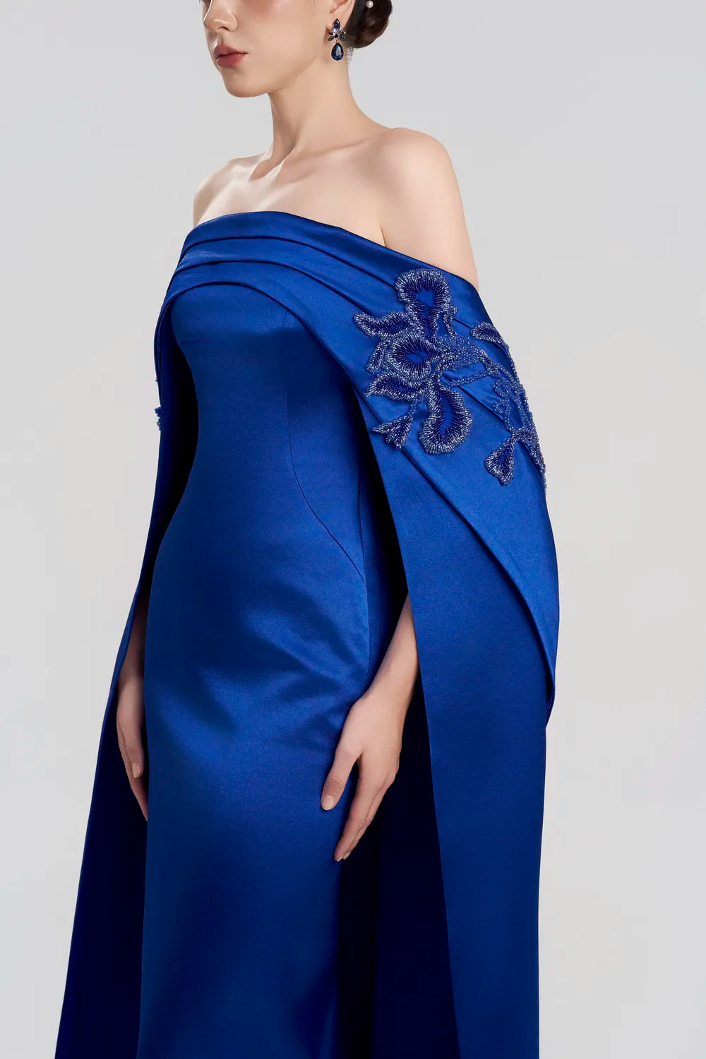 Off Shoulder Curved Chest Line A-Line Dress