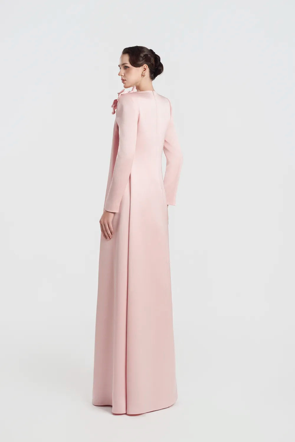 3D Sparkling Floral Long Sleeve Dress