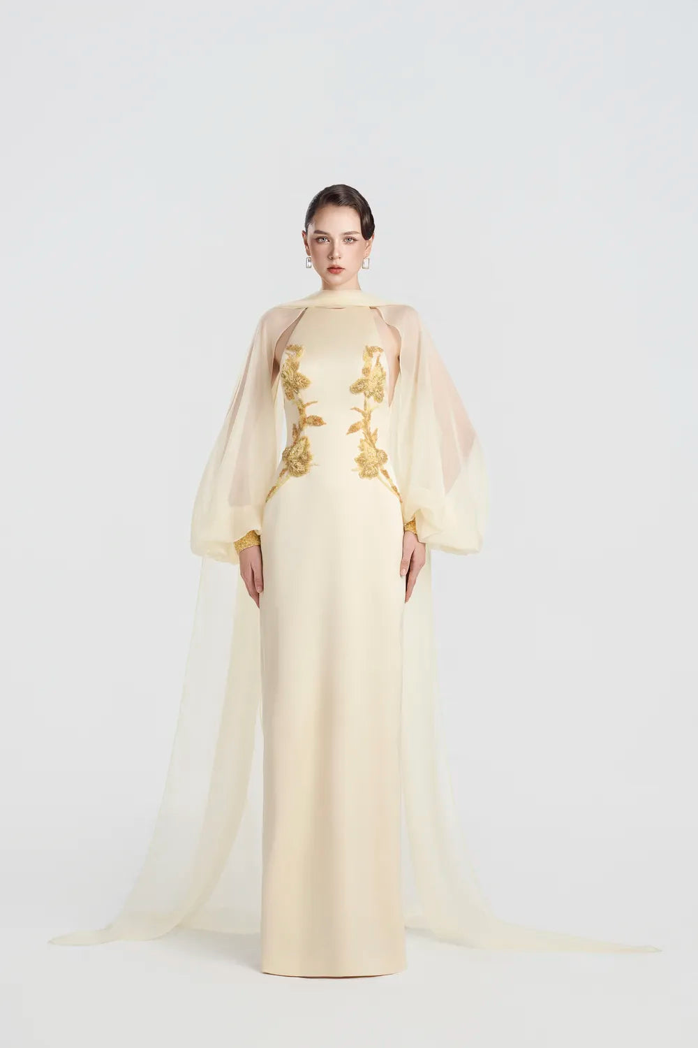 Armpit Cut-Out Long Puffy Sleeve Dress