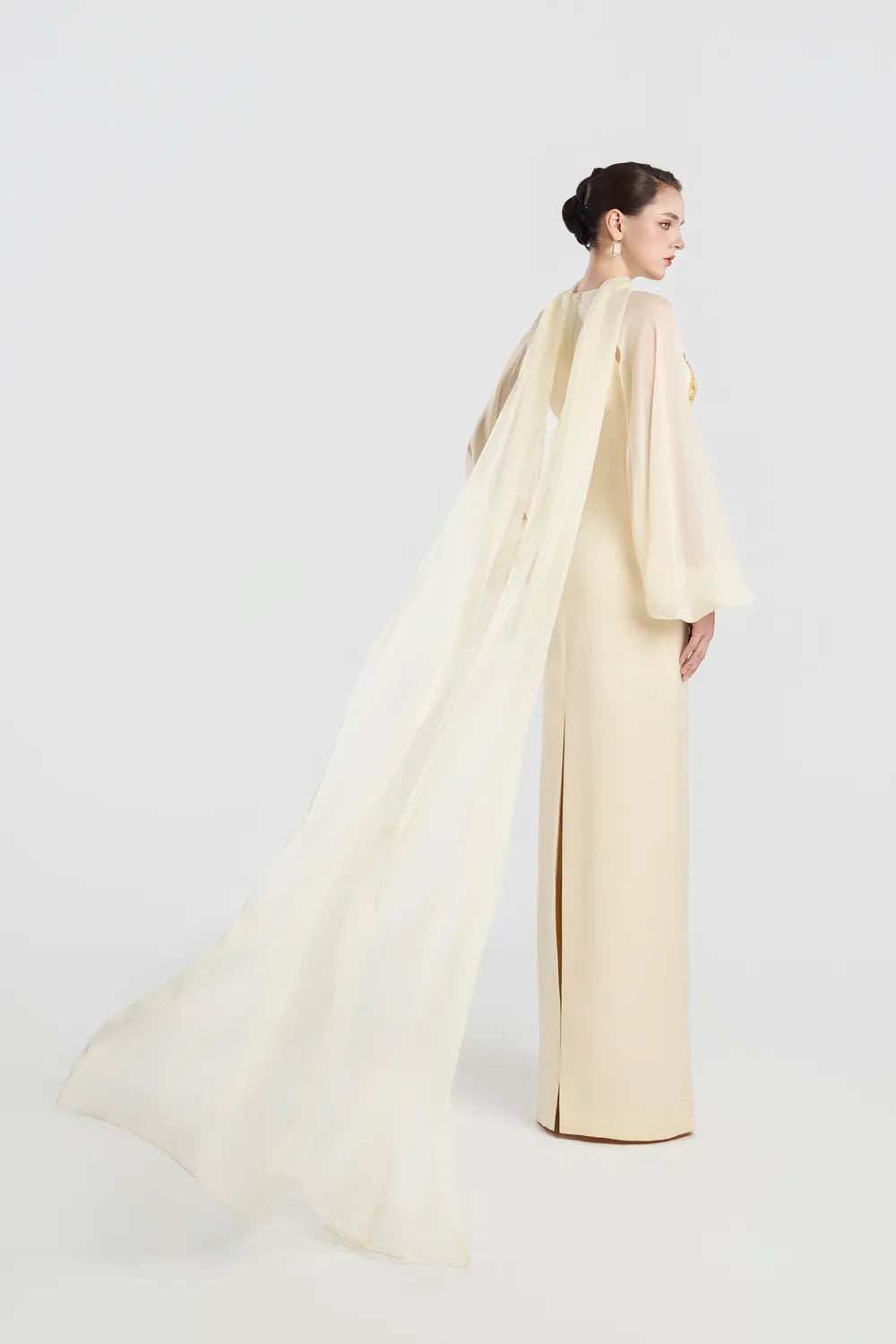 Armpit Cut-Out Long Puffy Sleeve Dress
