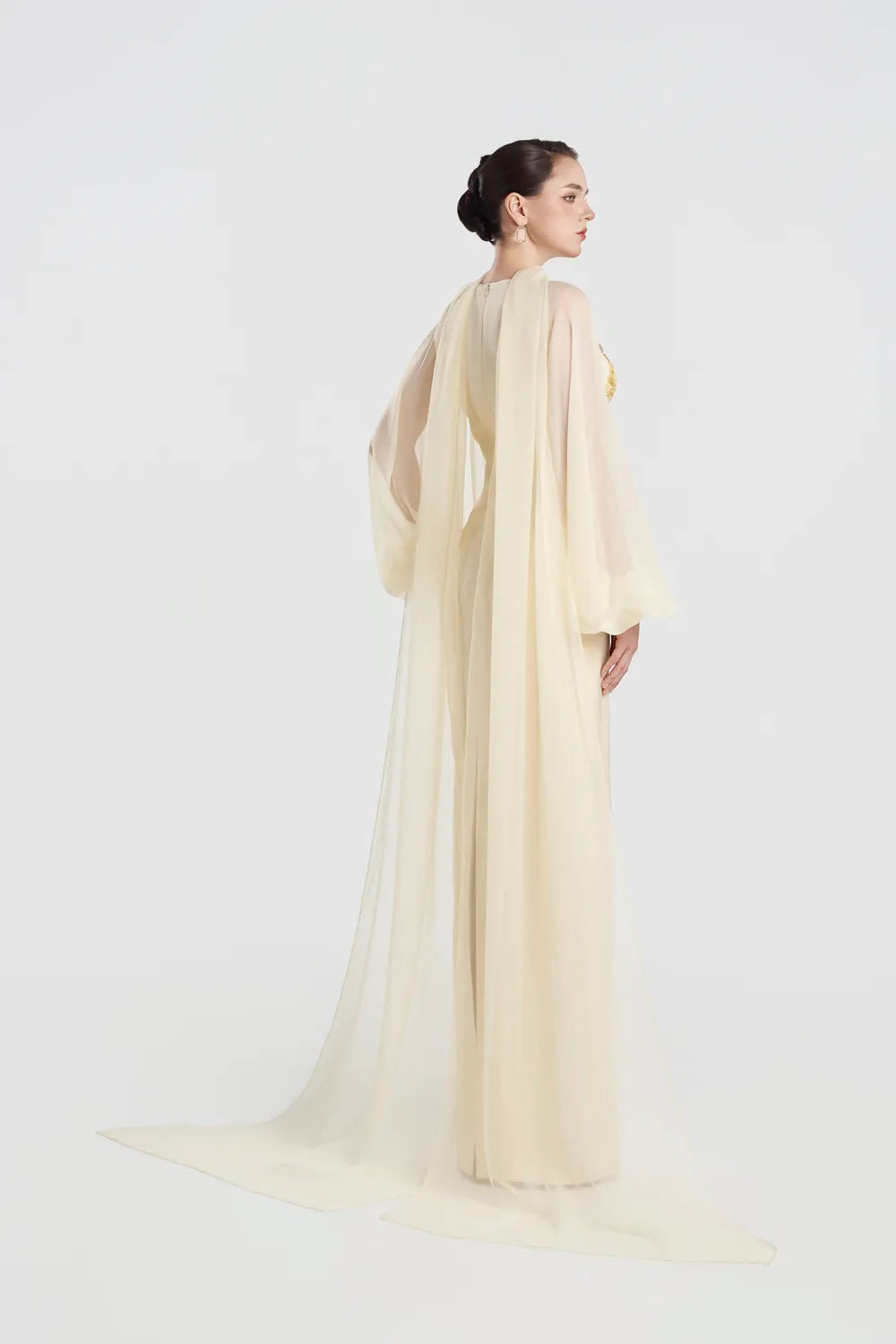 Armpit Cut-Out Long Puffy Sleeve Dress