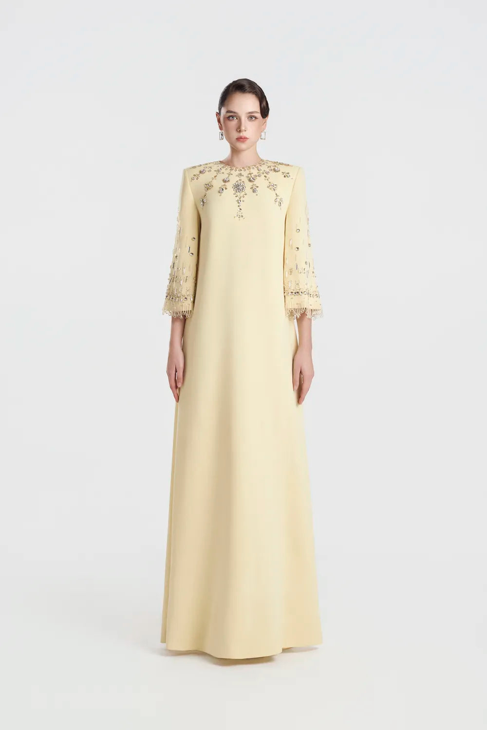 Fringed Glass Bead Sleeve Cuff A-line Dress – TRACY COUTURE