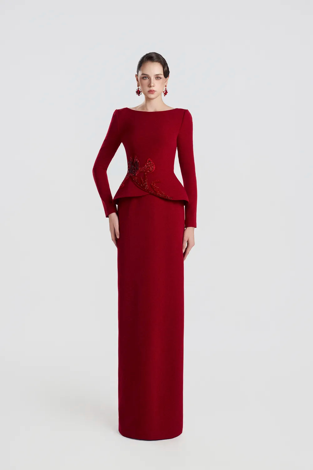 Cross-Over Puff Hip Flap Straight Dress