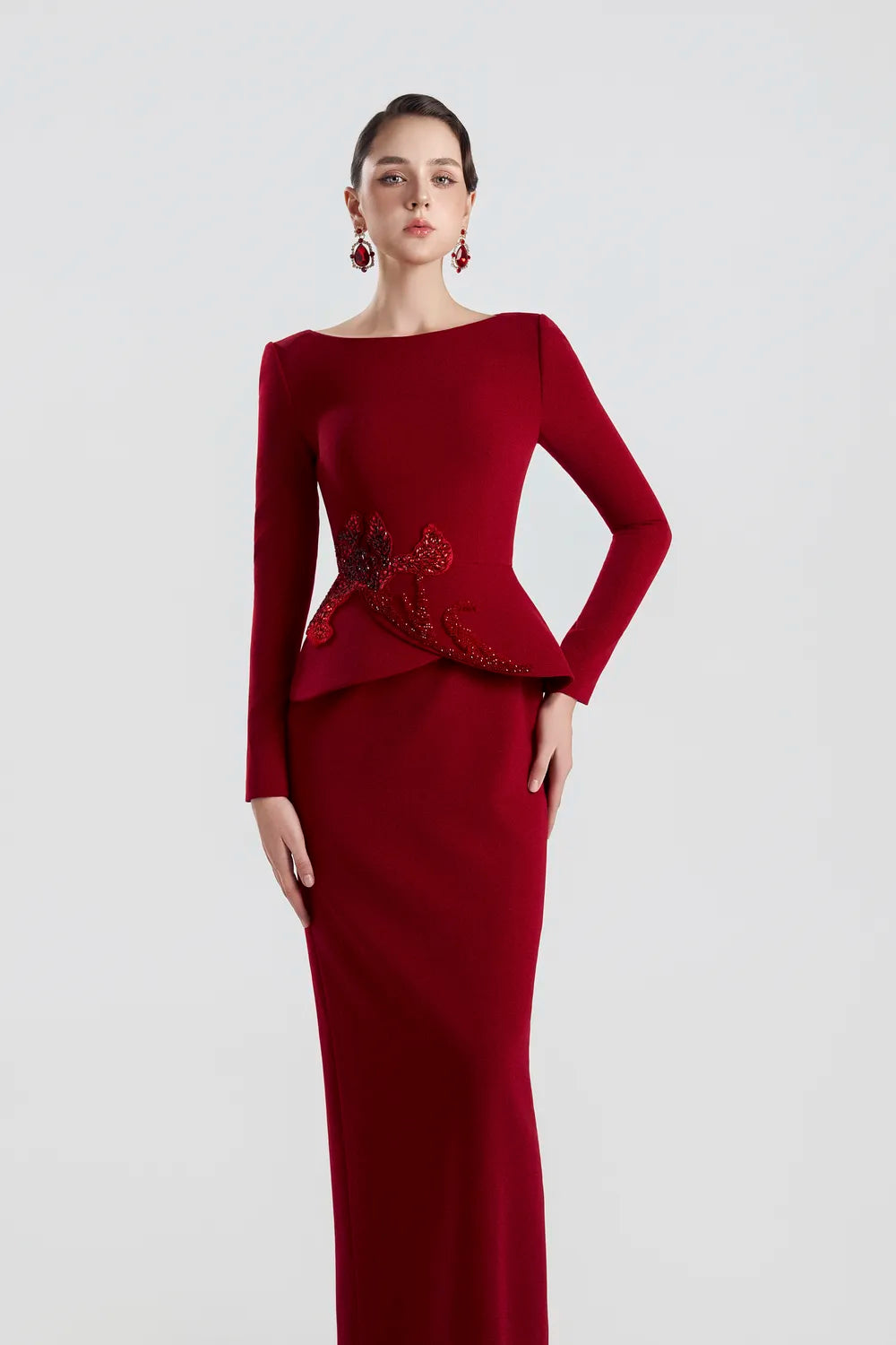 Cross-Over Puff Hip Flap Straight Dress