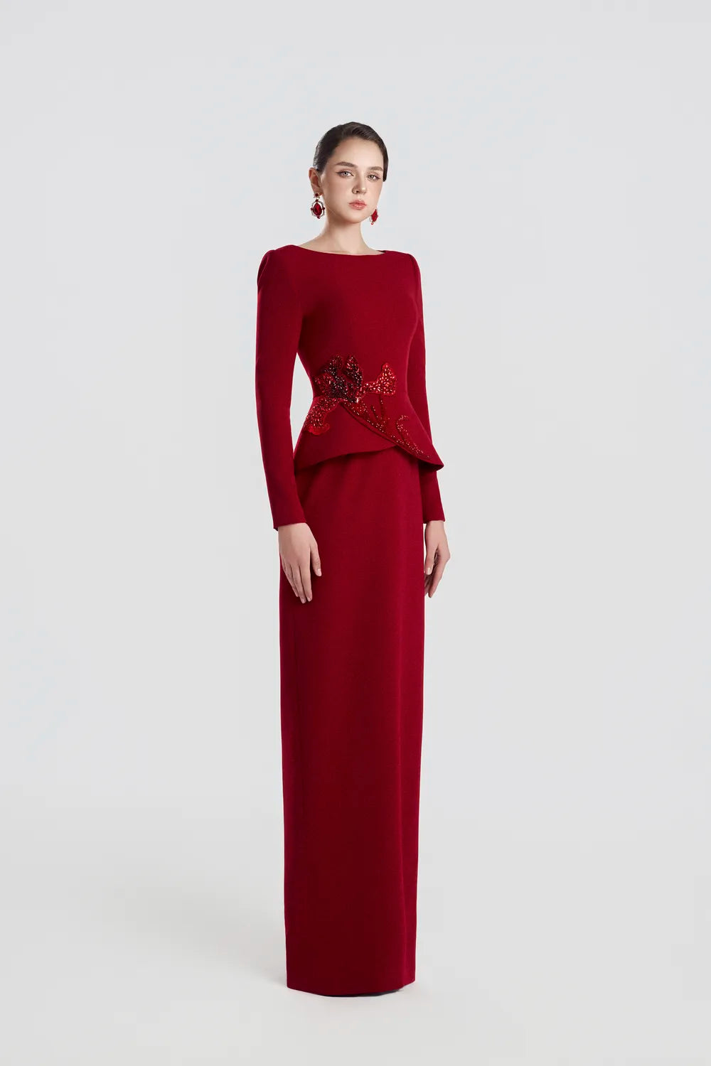 Cross-Over Puff Hip Flap Straight Dress