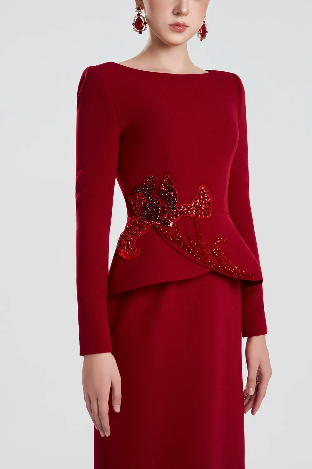 Cross-Over Puff Hip Flap Straight Dress