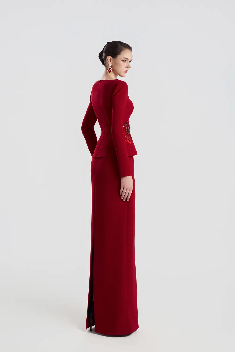 Cross-Over Puff Hip Flap Straight Dress