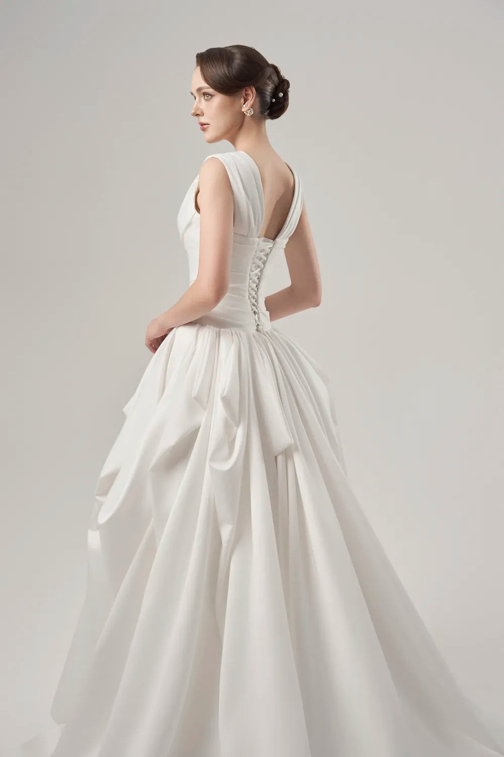 Messy Draped Folded Layered Flared Dress