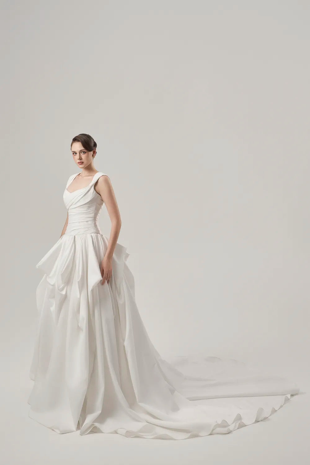Messy Draped Folded Layered Flared Dress