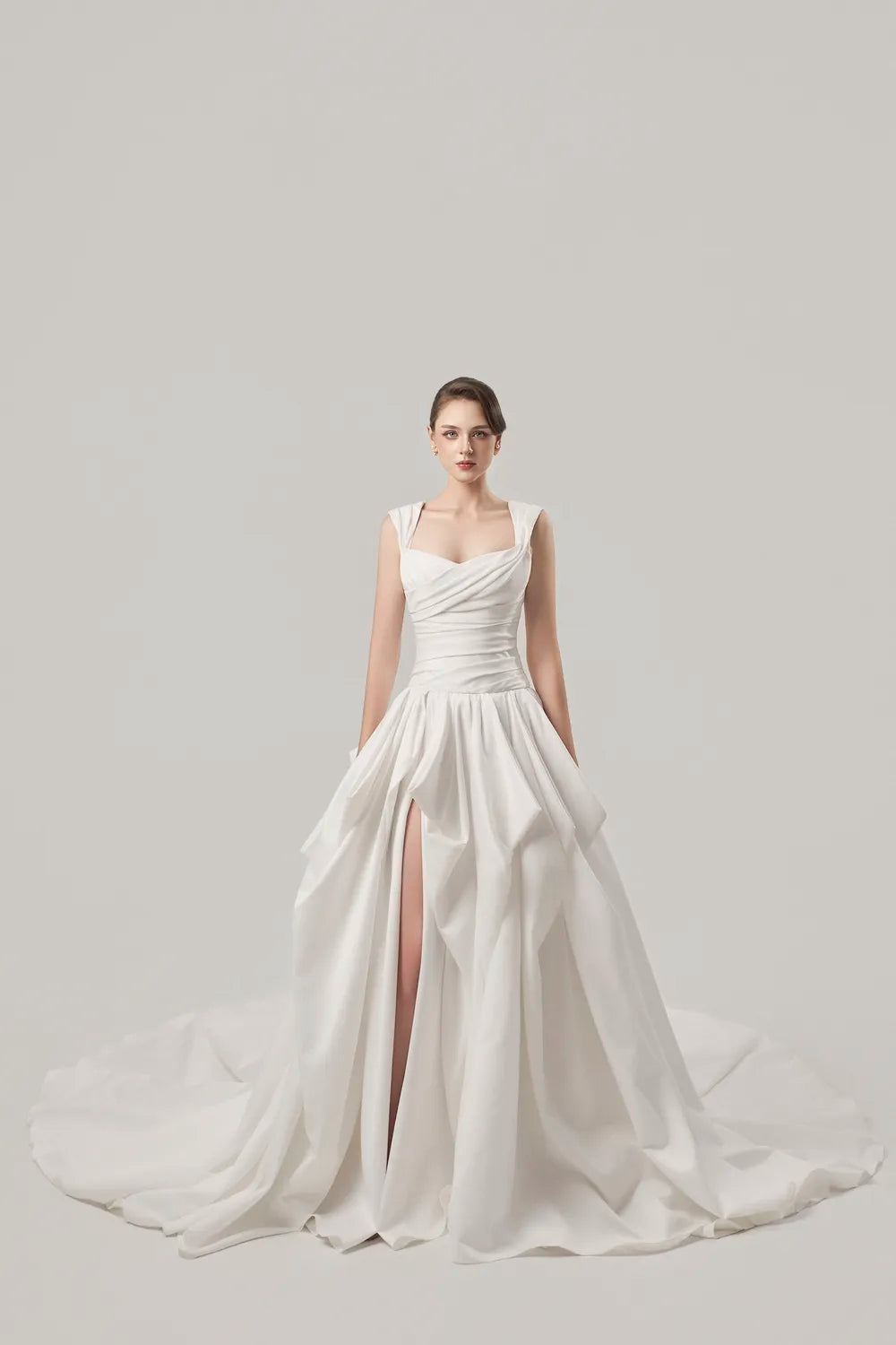Messy Draped Folded Layered Flared Dress