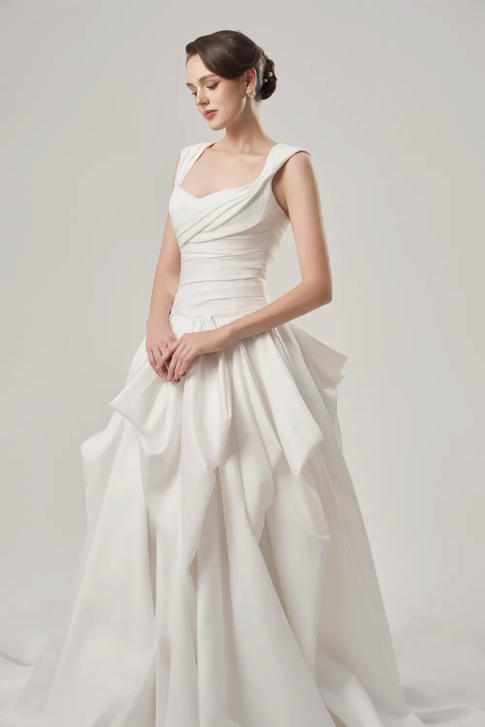 Messy Draped Folded Layered Flared Dress