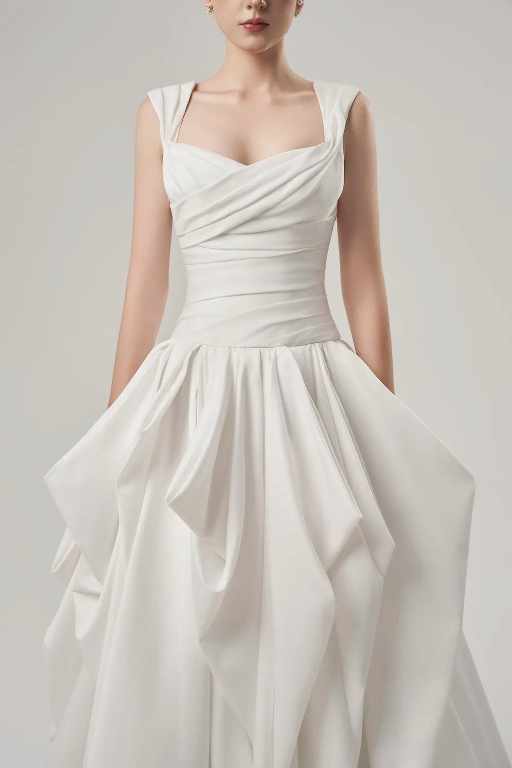 Messy Draped Folded Layered Flared Dress