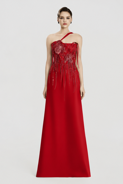Asymmetric Single Strap A-Line Dress