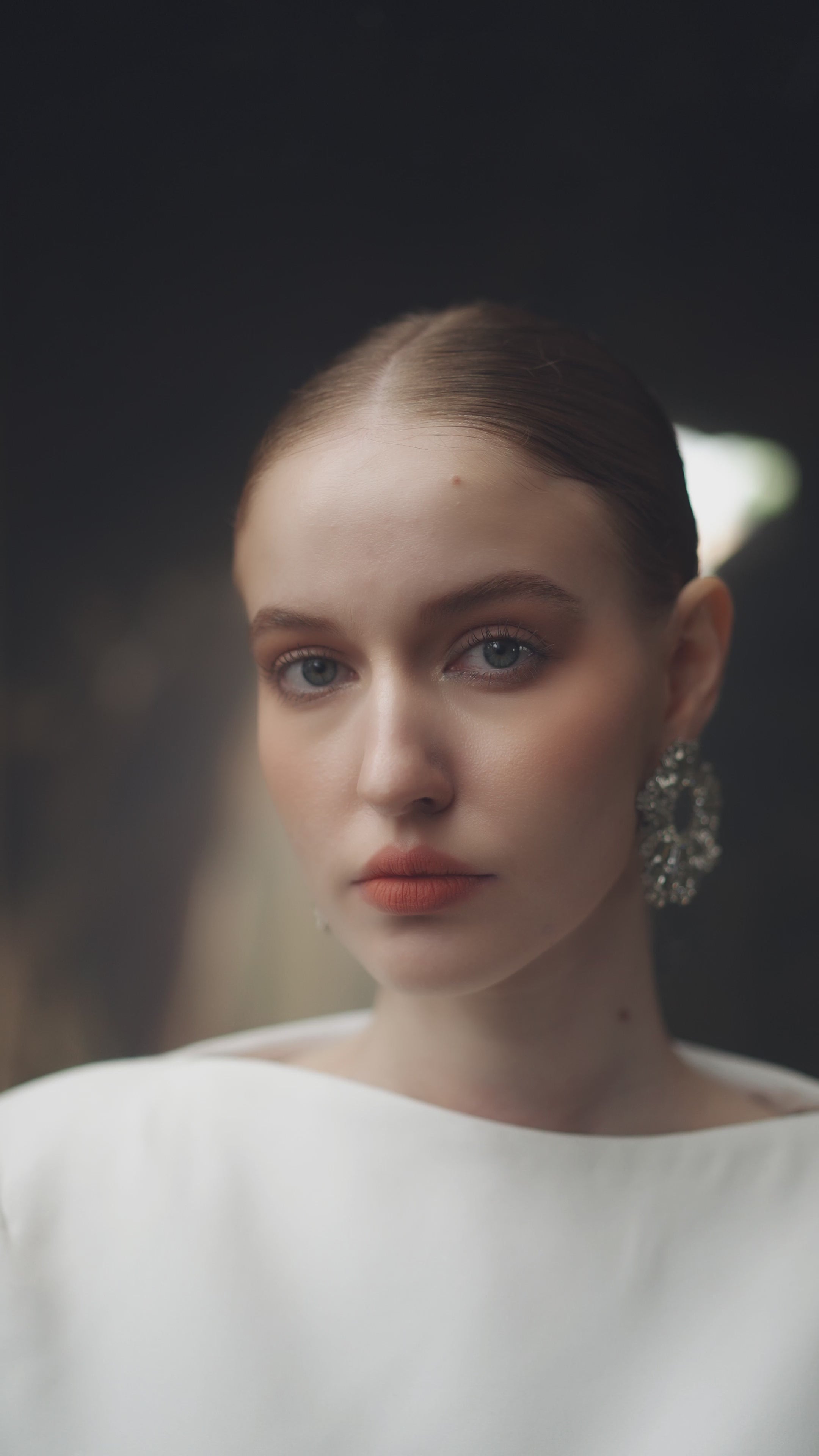 Diagonal Crystal-Embellished Shoulder A-Line Dress