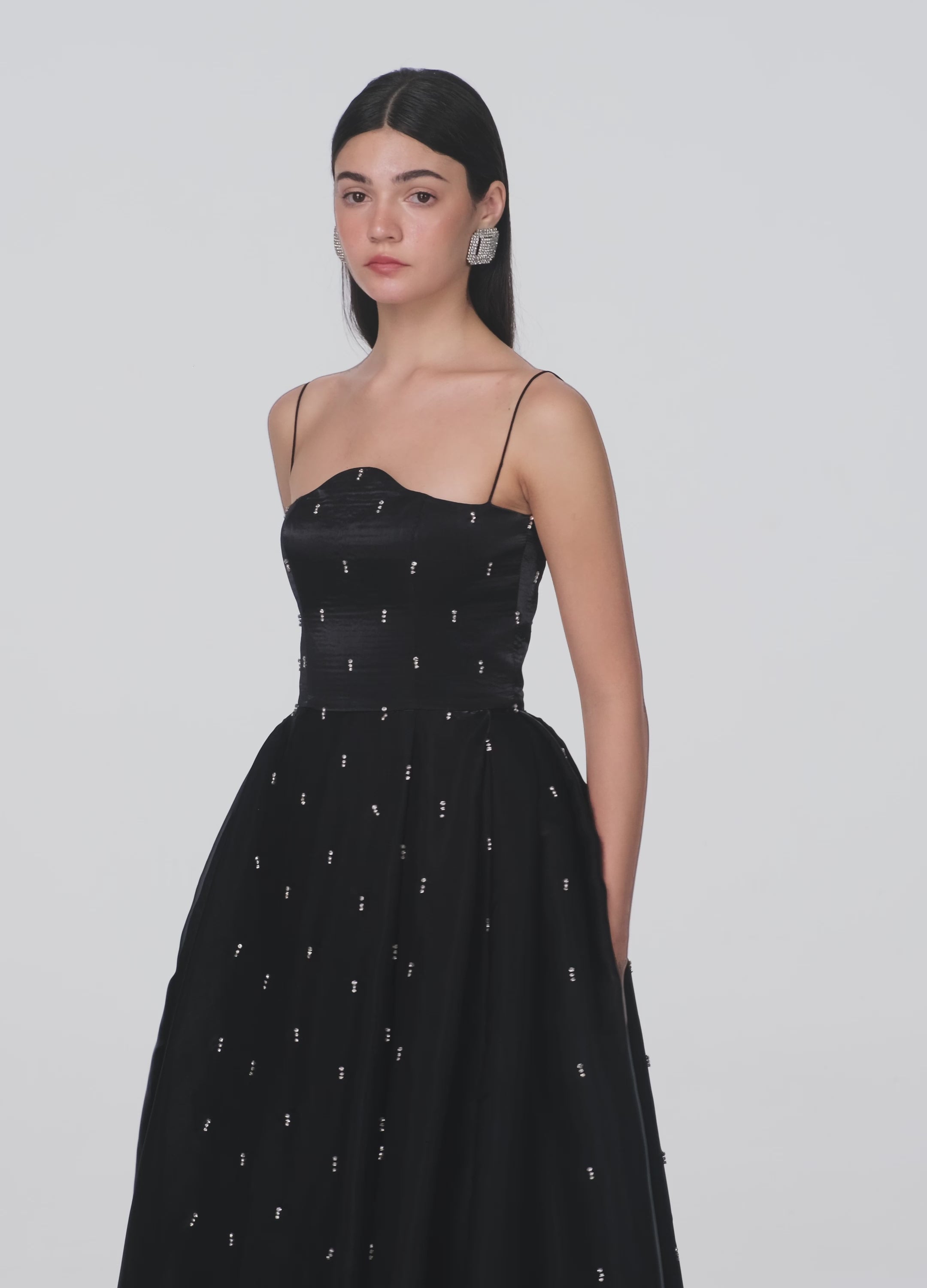 Camisole Wavy Chestline With Stone Embellishment