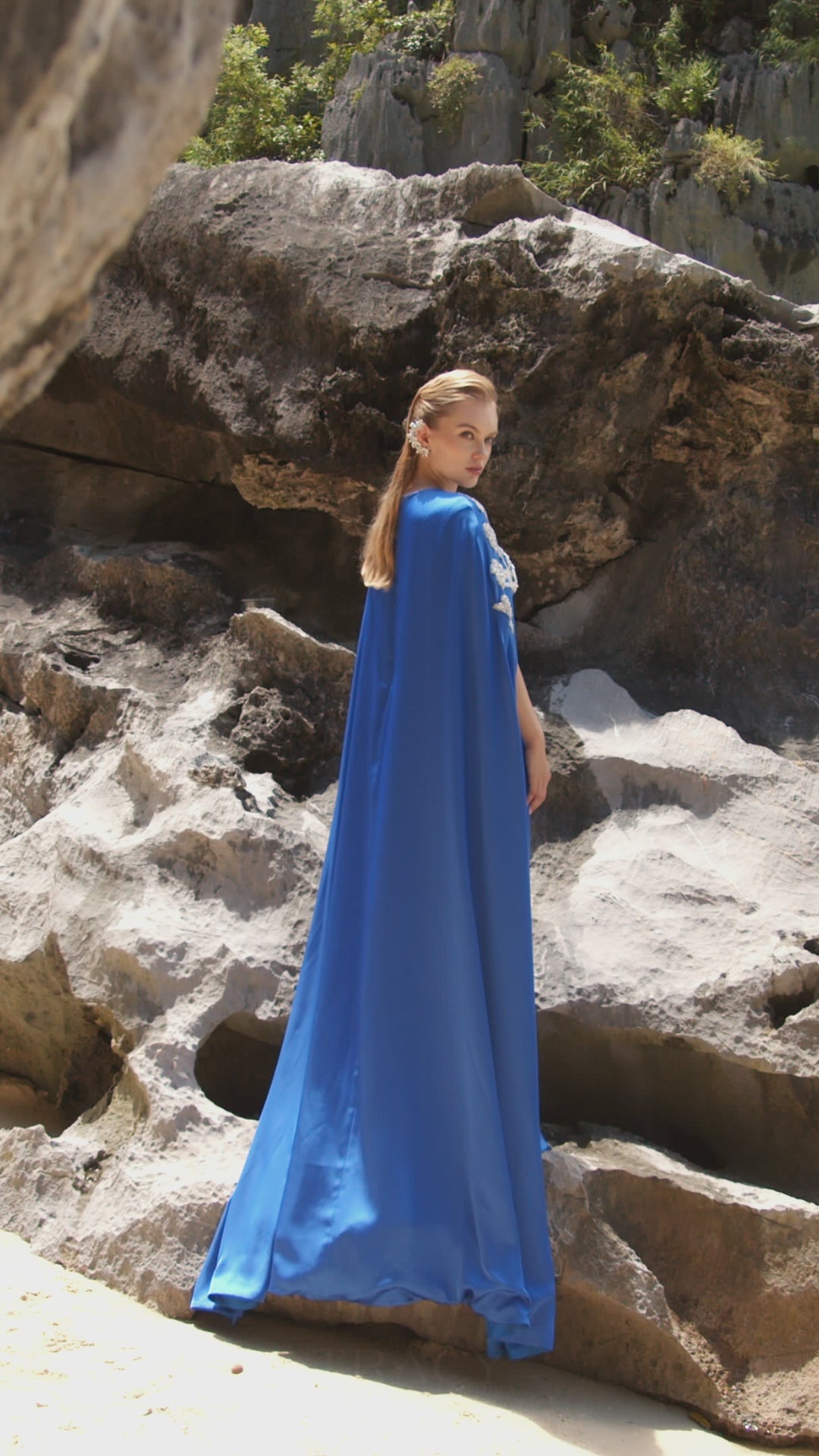 Long Back Flap 3D Embellished Dress