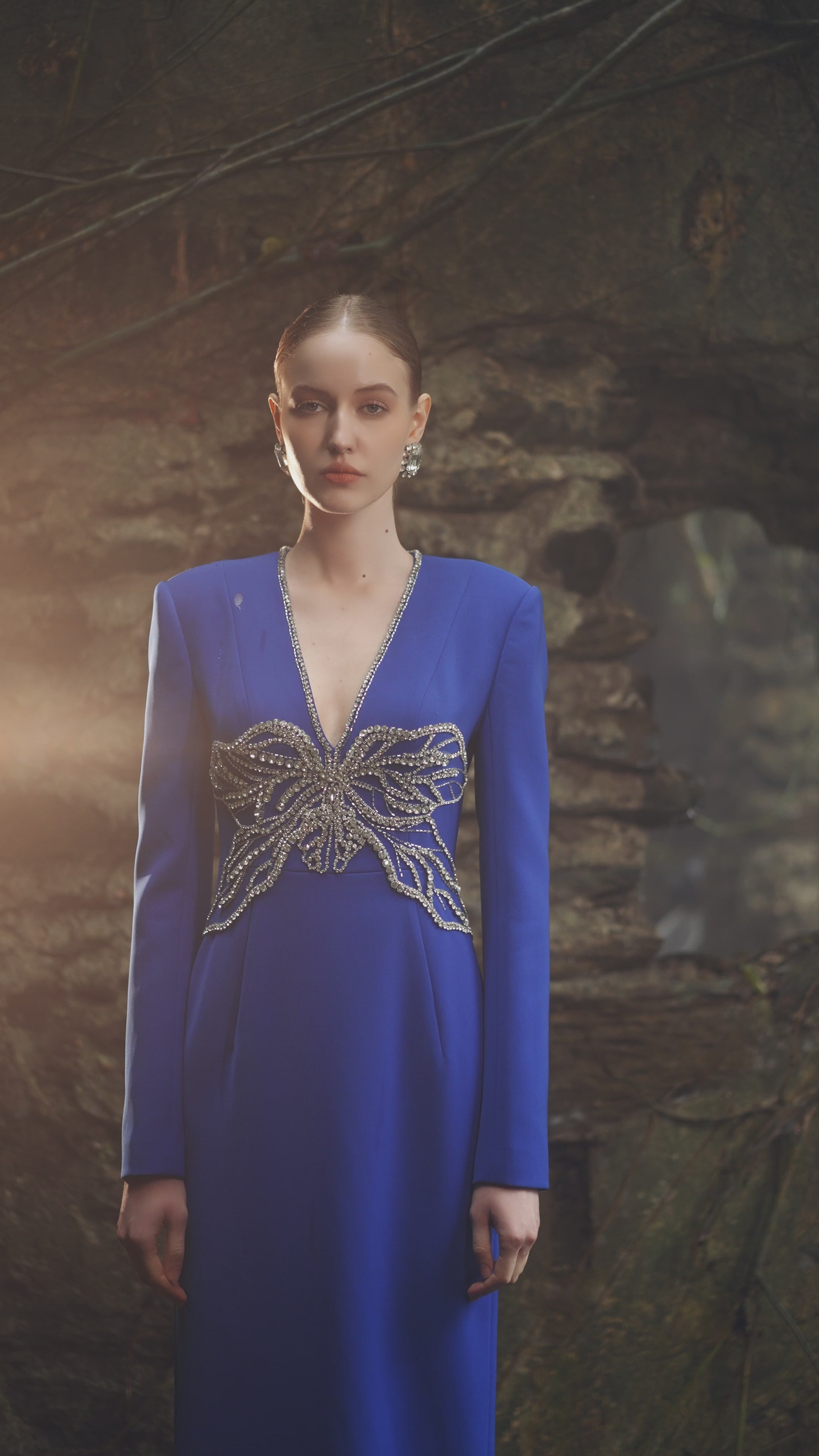 V-Neck Orchid Embellished Dress