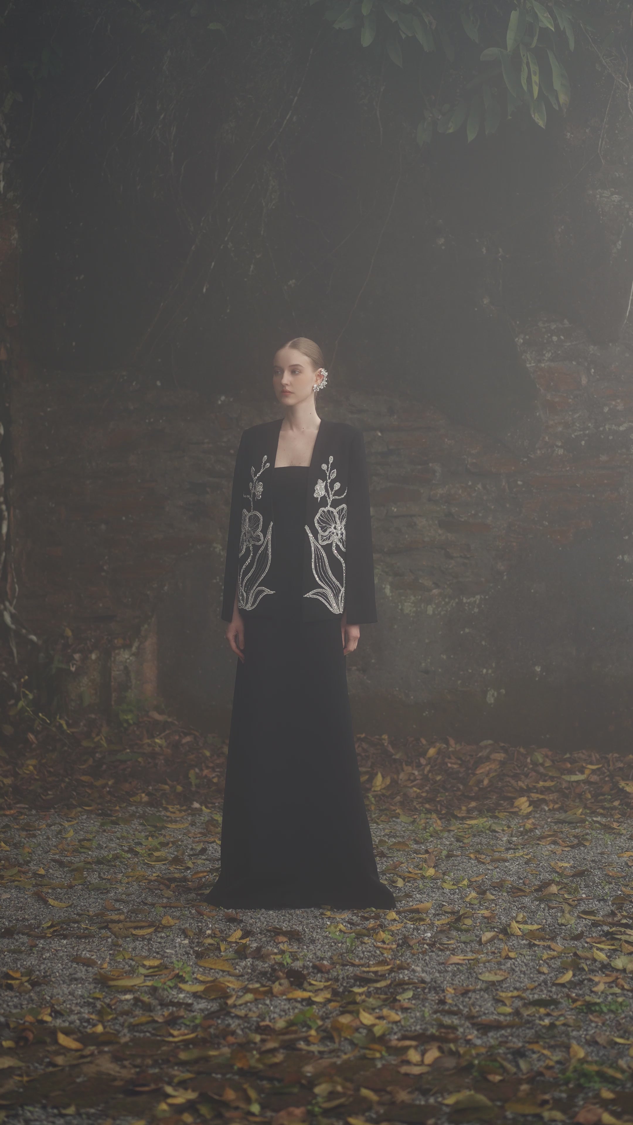 Crystal Embellished A-line Cape With Straight Strapless Basic Dress Set