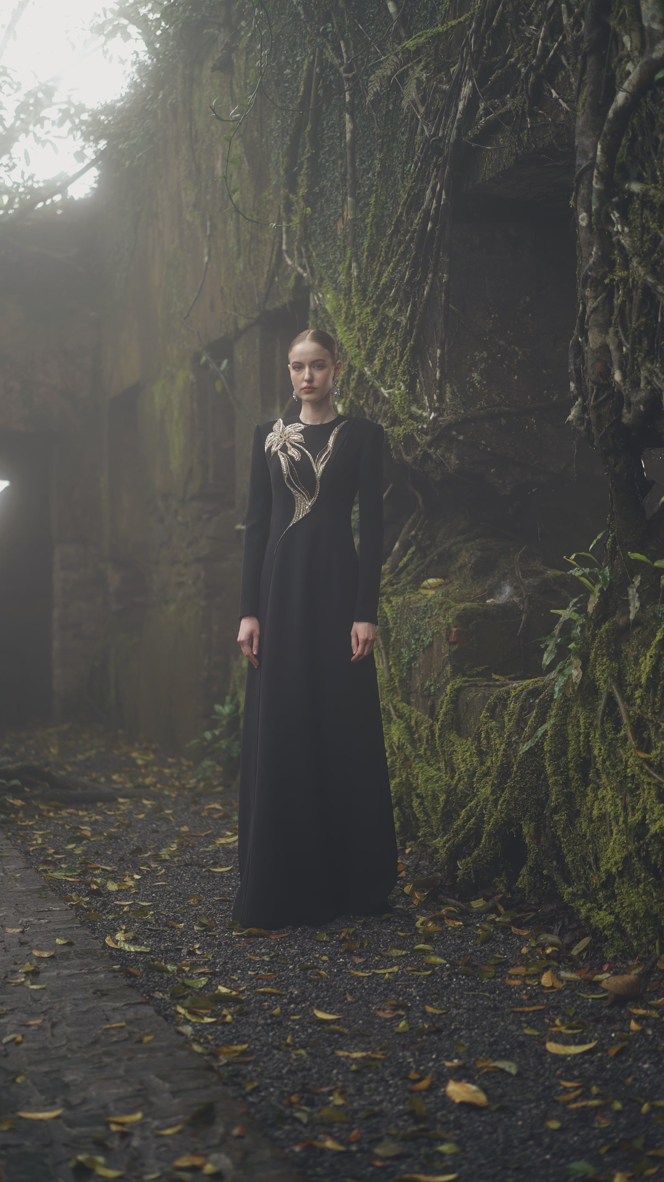 Orchid Crystal-Embellished Floor Length Dress