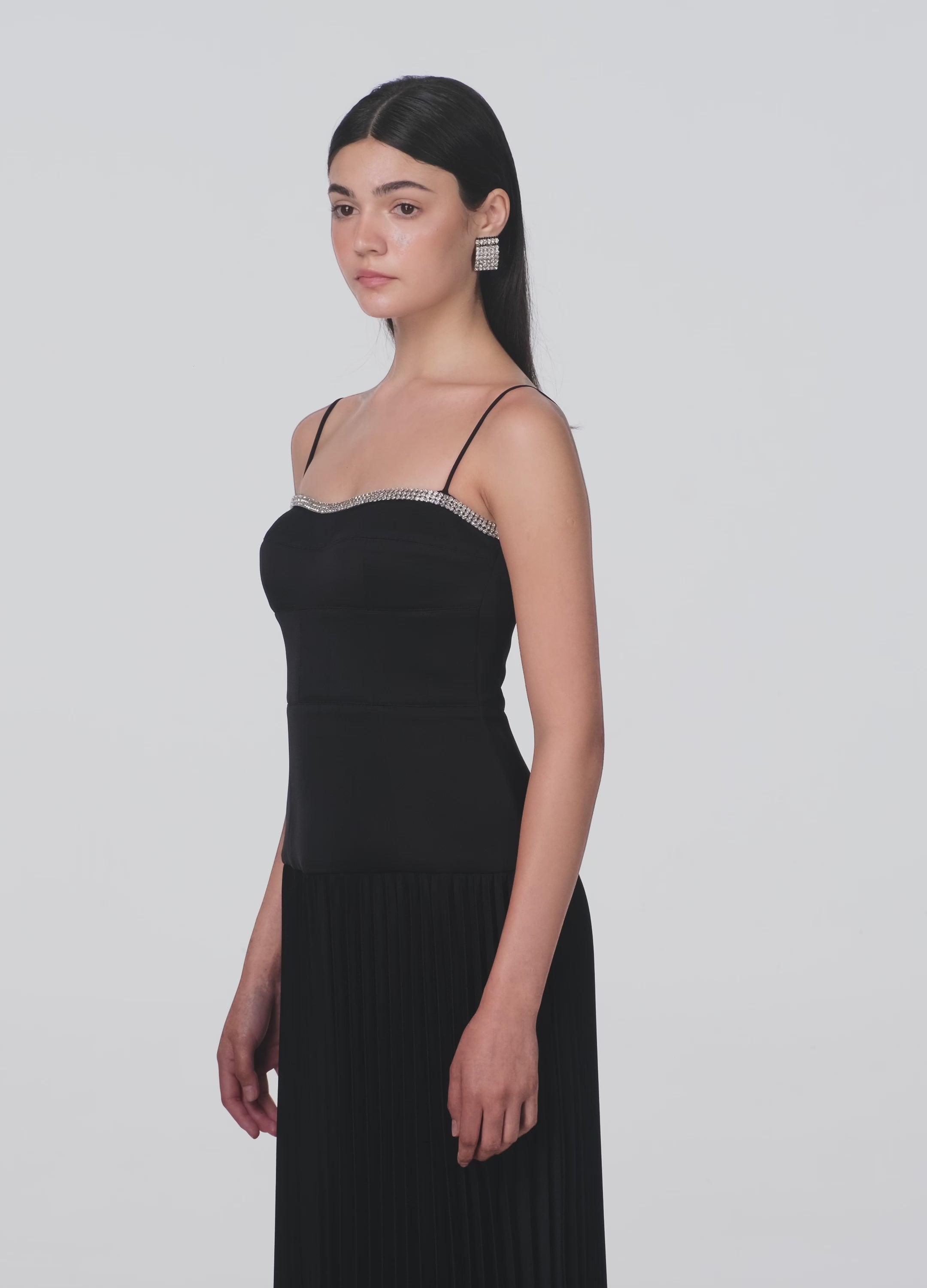 Strapless Pleating Dress With Cropped Jacket Set