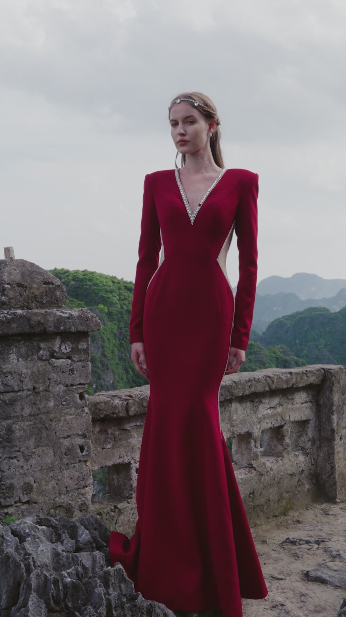 Deep V-Neck Mermaid Dress