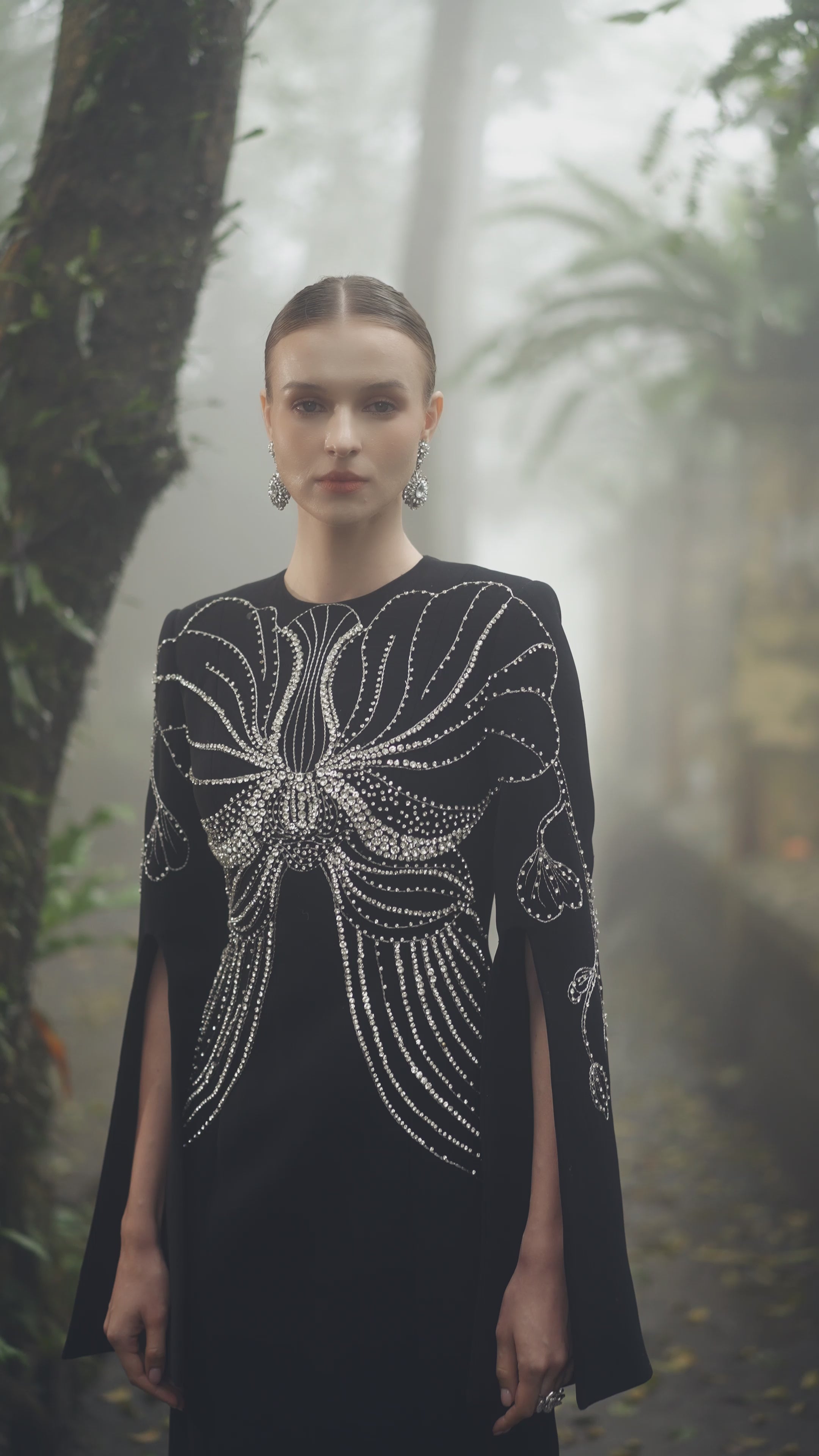 Orchid Embellished Cape Sleeve Dress