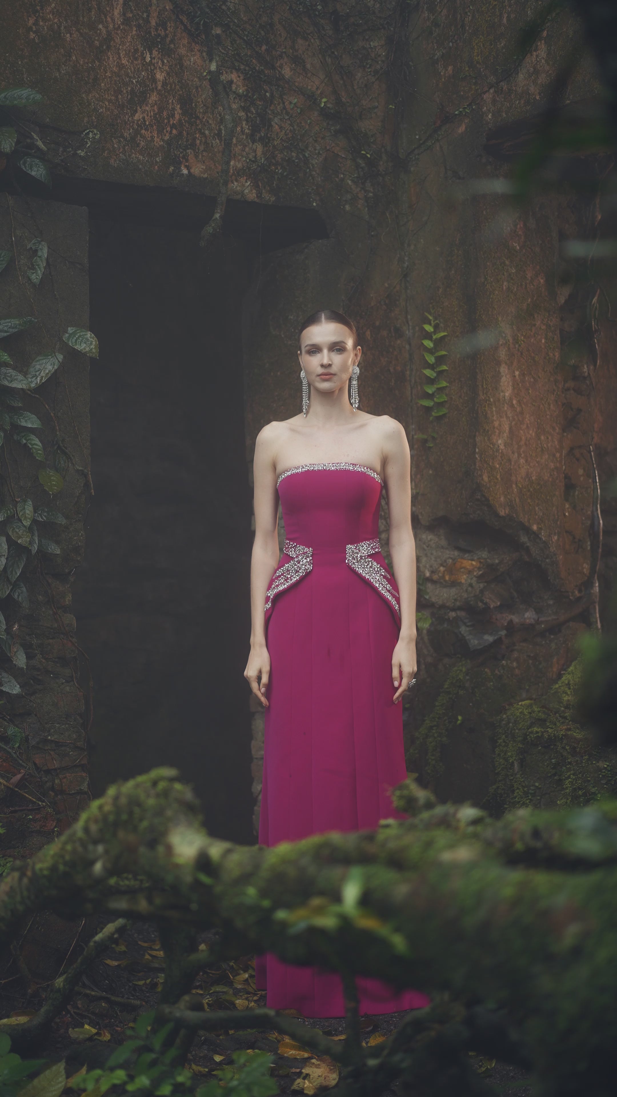 Strapless Flared Hip Flap A-Line Dress