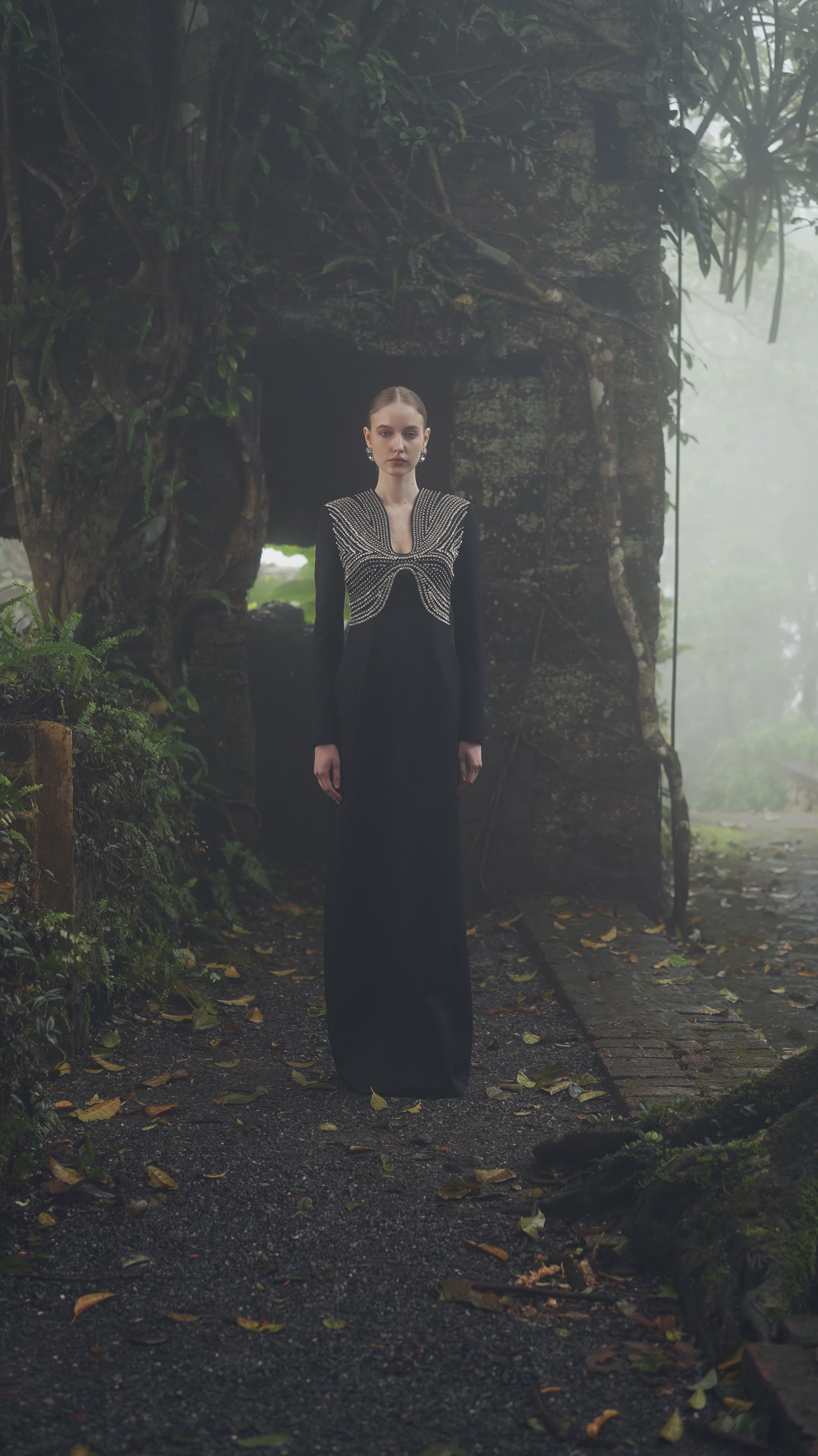 Stylized Curved Neck Straight Dress