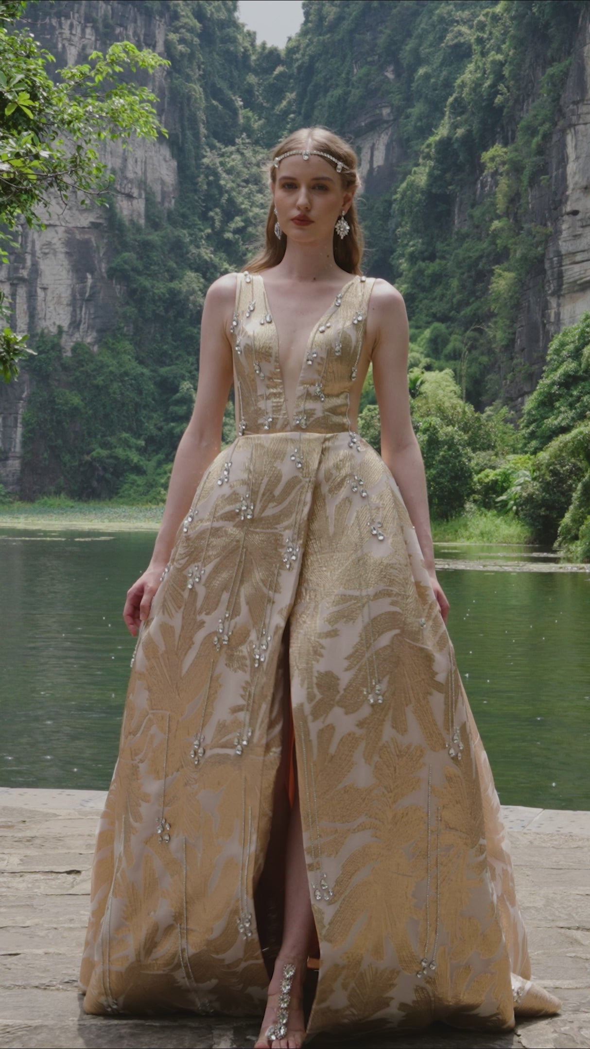 Sleeveless Deep V-Neck Dress