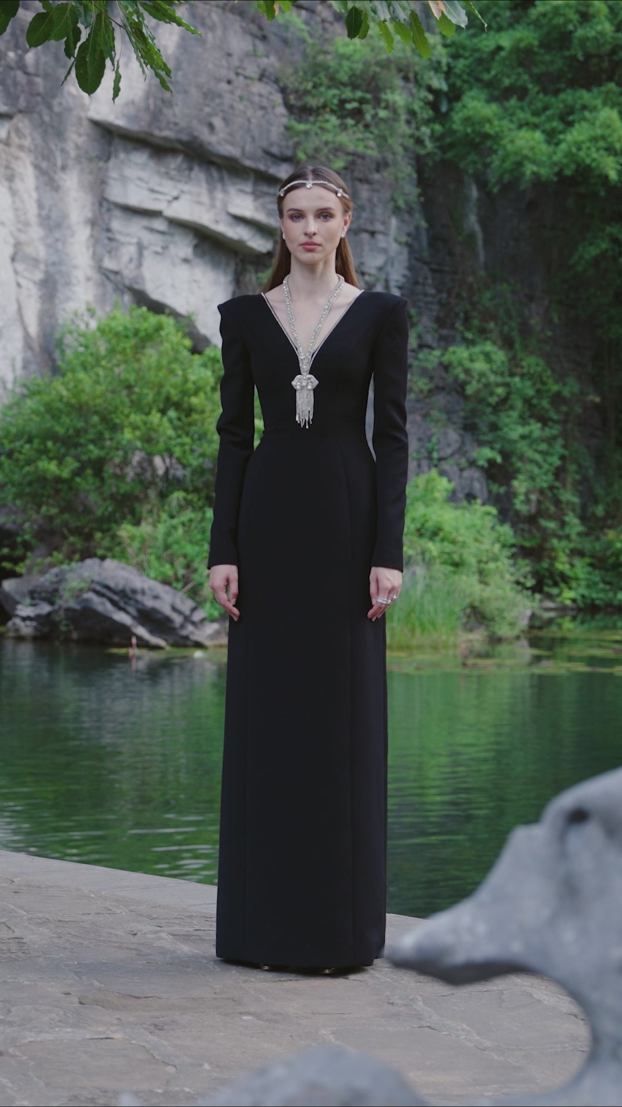 Long Sleeve Back Slit Dress