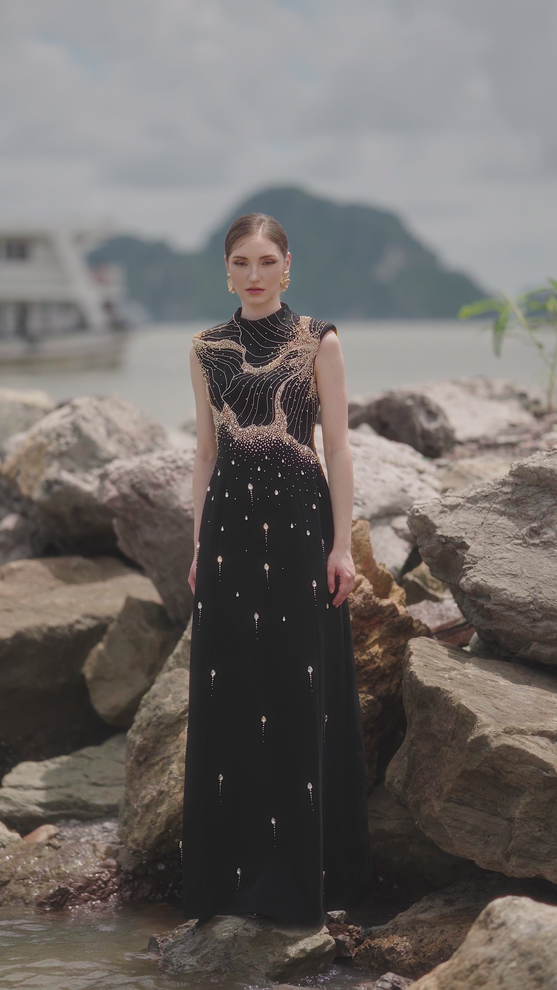 Sleeveless High Neck A-Line Dress