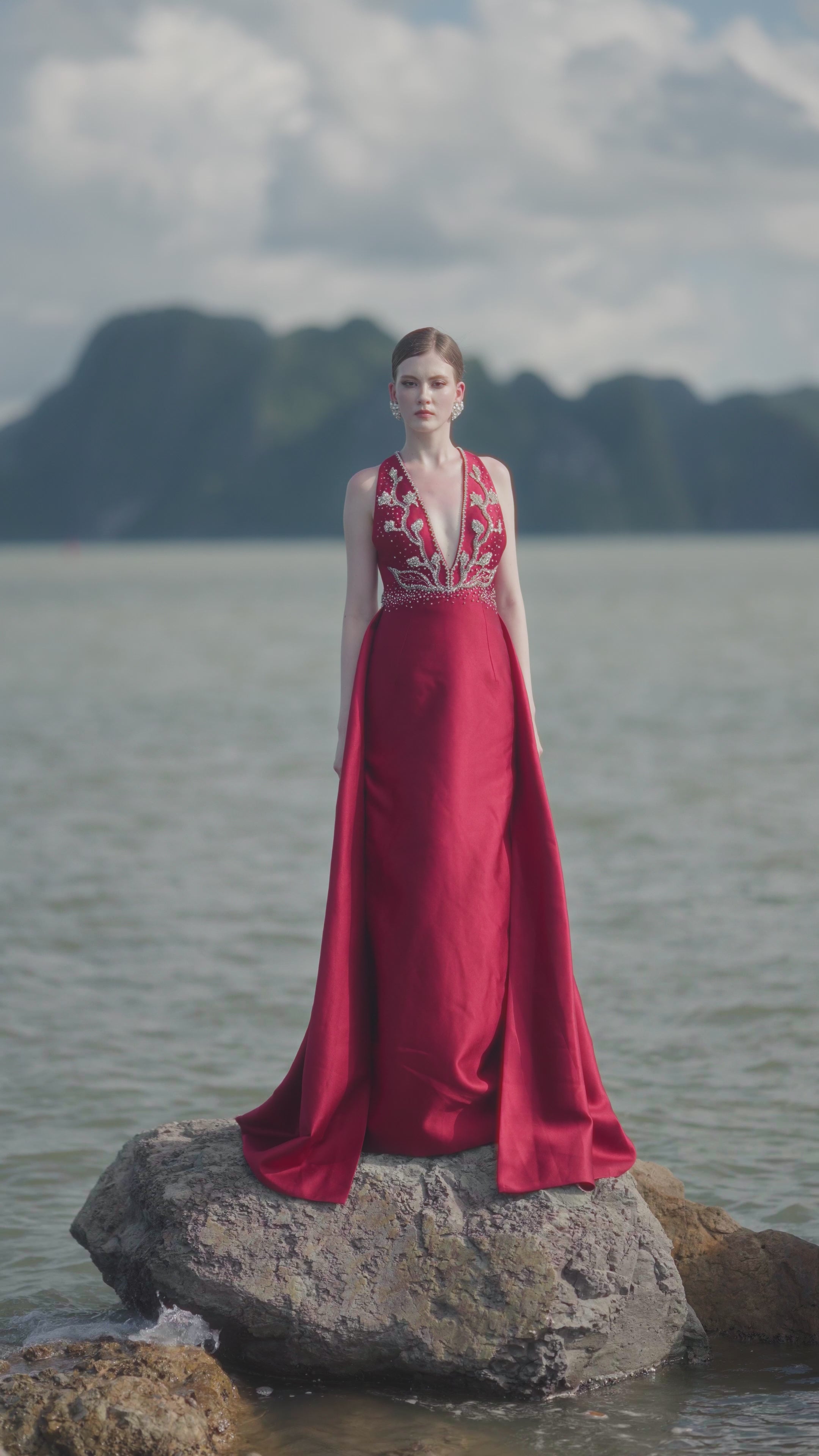 Sleeveless Deep V-Neck Flared A-Line Dress