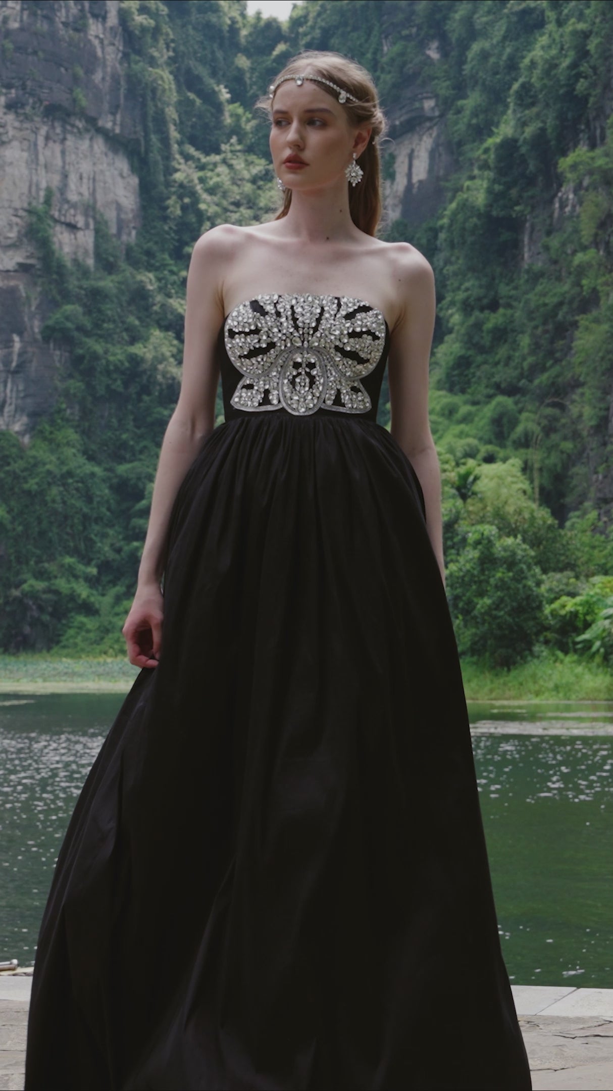 Strapless Stone Embellished Dress