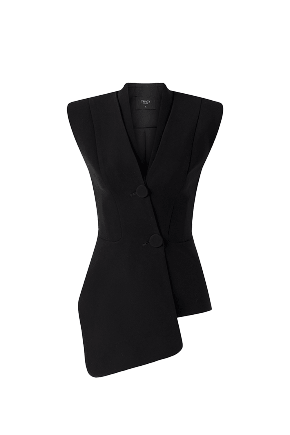 Asymmetric Sleeveless Blazer And Feather Skirt Set