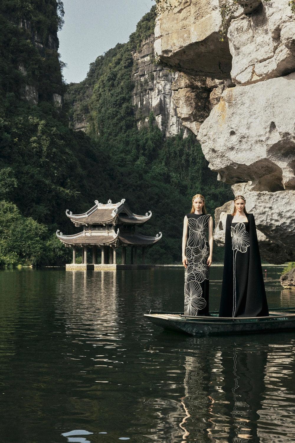 Floral Crystal Patterned Dress - TRACY COUTURE