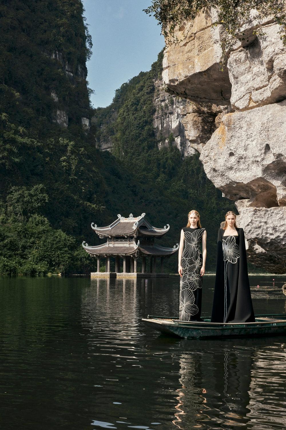 Floral Crystal Patterned Dress - TRACY COUTURE