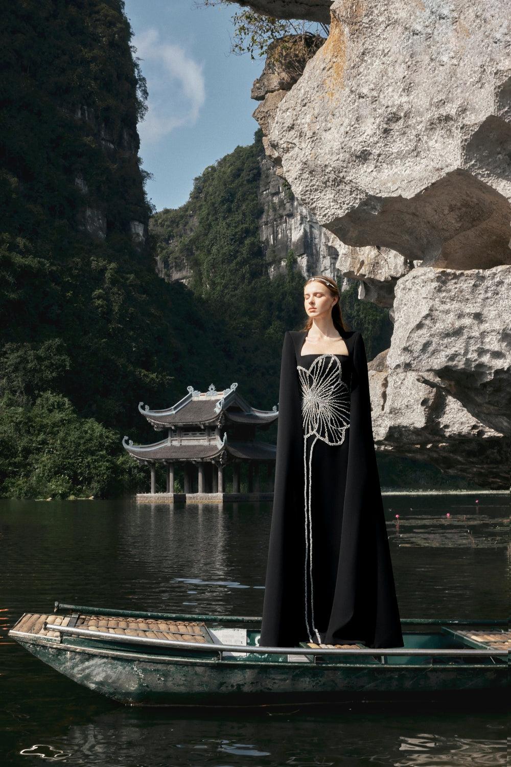 Floral Crystal Patterned Dress - TRACY COUTURE