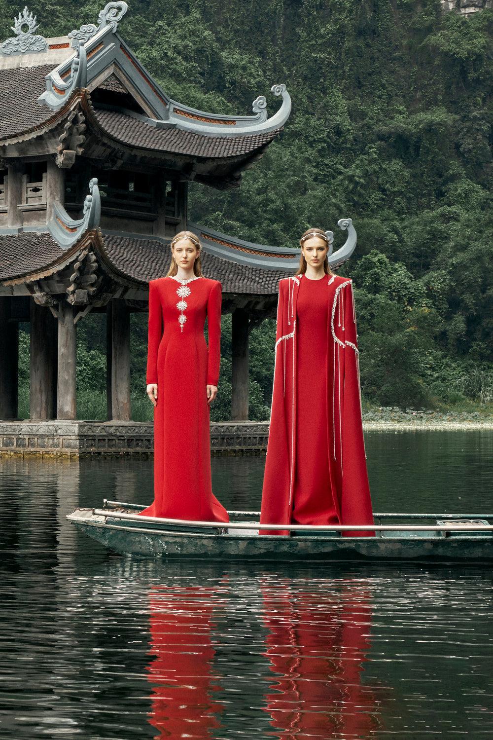 Open Back Floor Length Dress - TRACY COUTURE