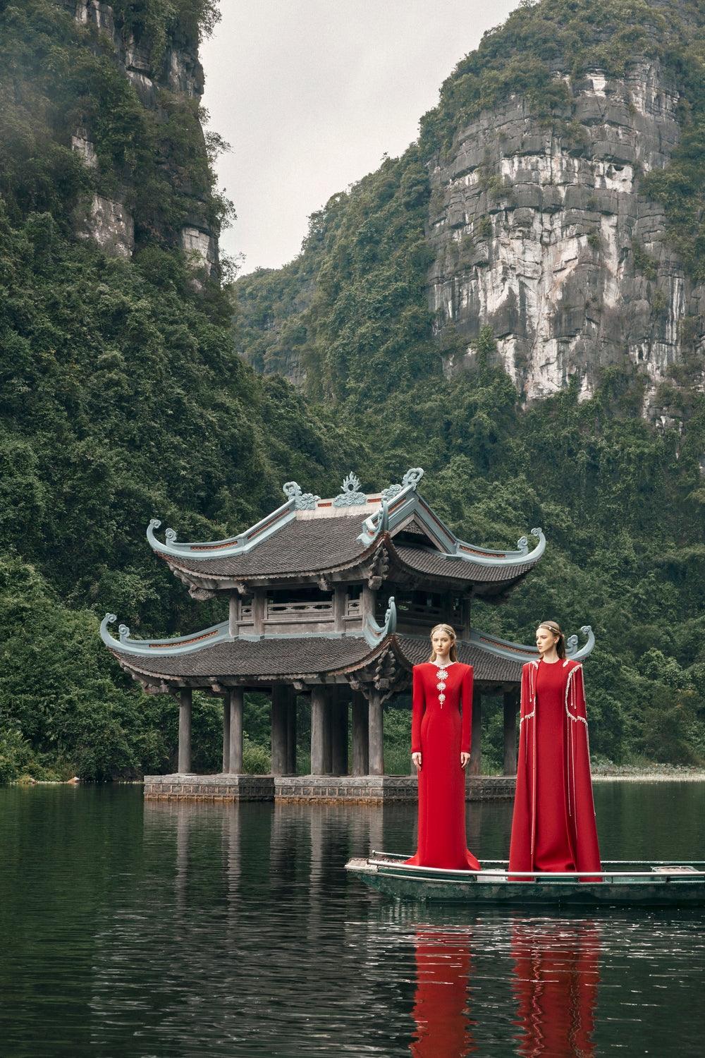 Open Back Floor Length Dress - TRACY COUTURE