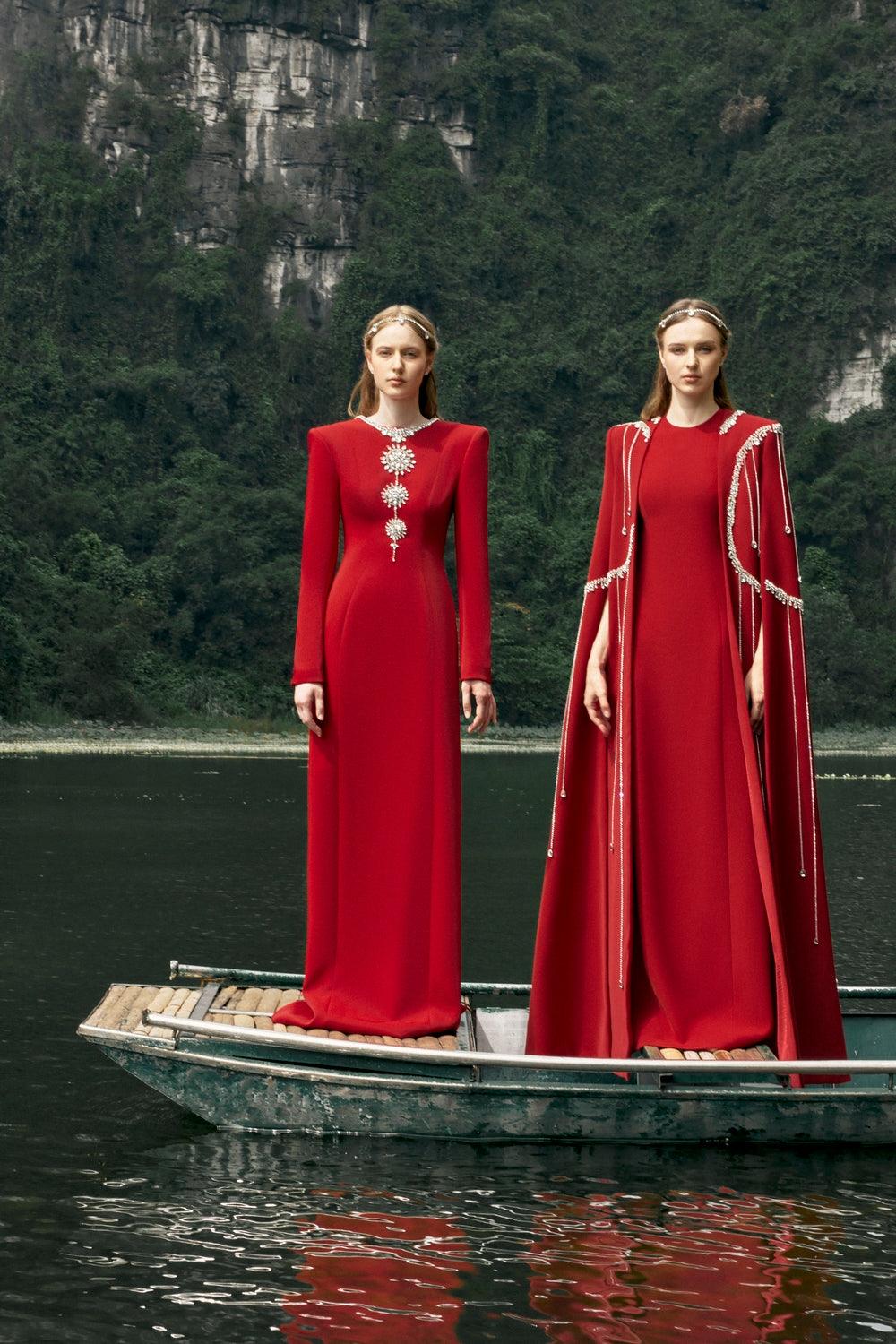 Open Back Floor Length Dress - TRACY COUTURE