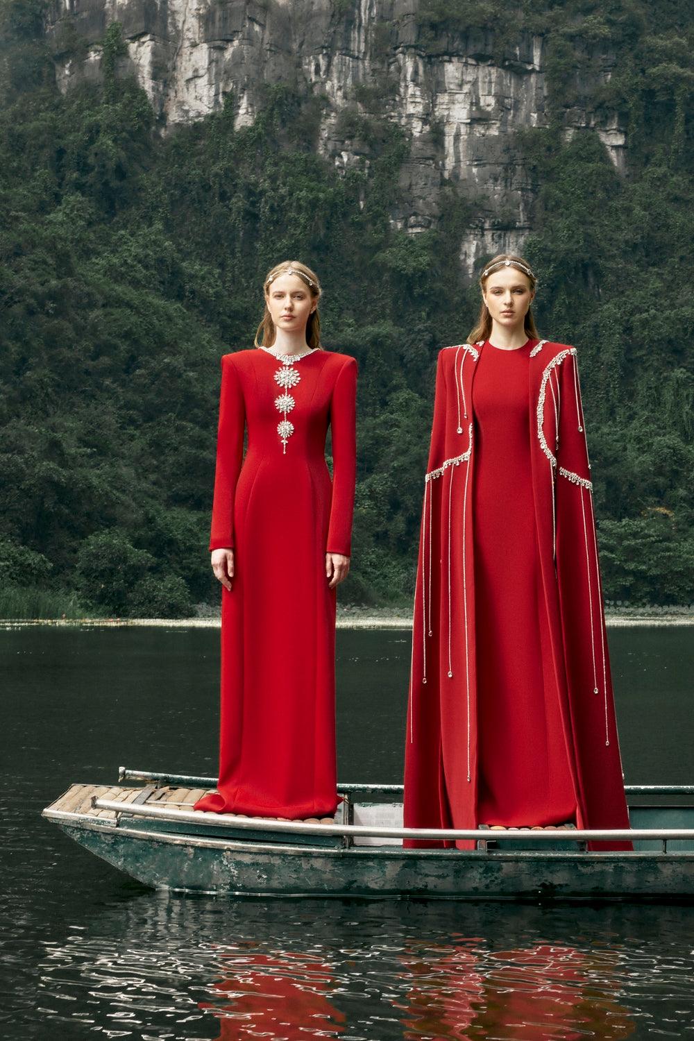 Open Back Floor Length Dress - TRACY COUTURE