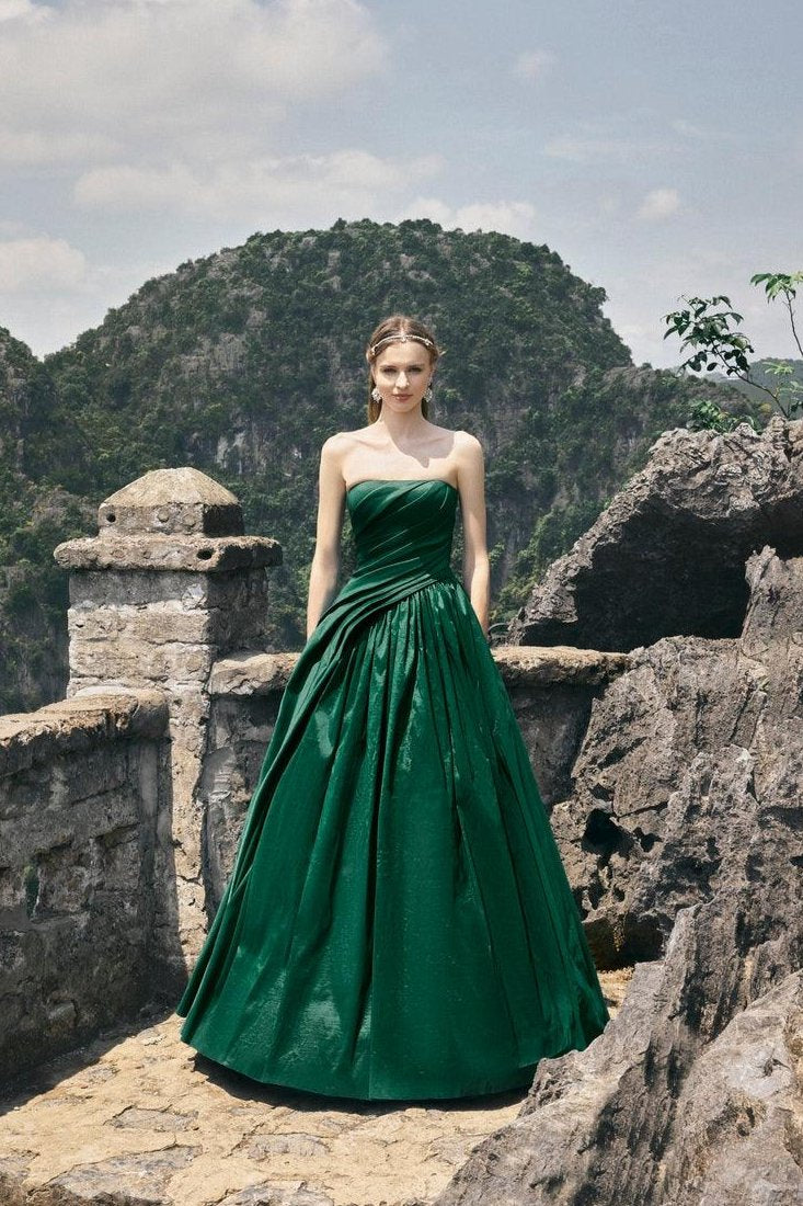 Strapless Diagonal Gathered Dress - TRACY COUTURE