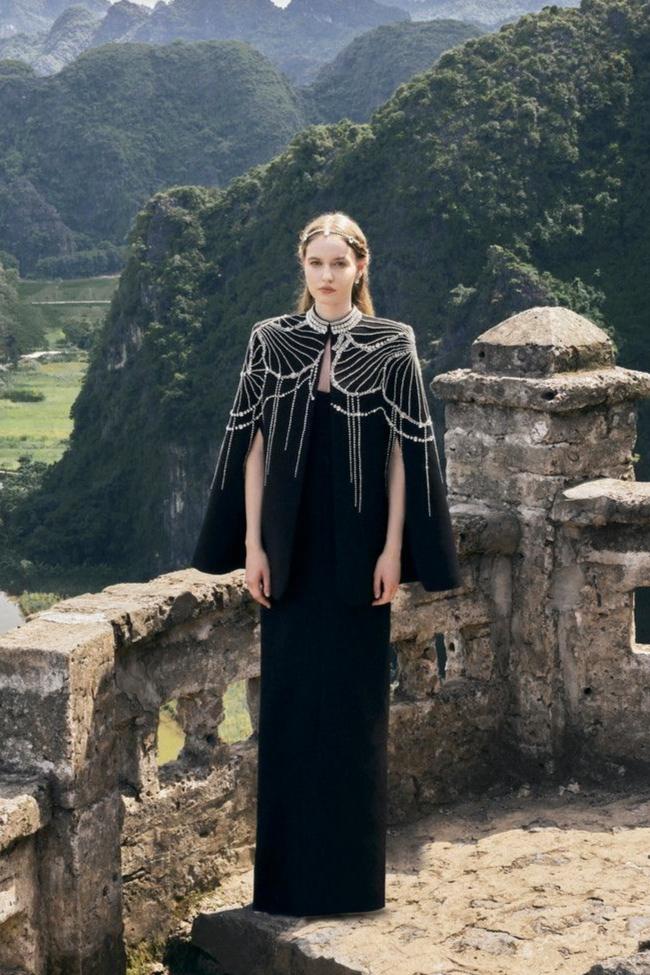 Flared Sleeve Cape With Crystal Line - TRACY COUTURE